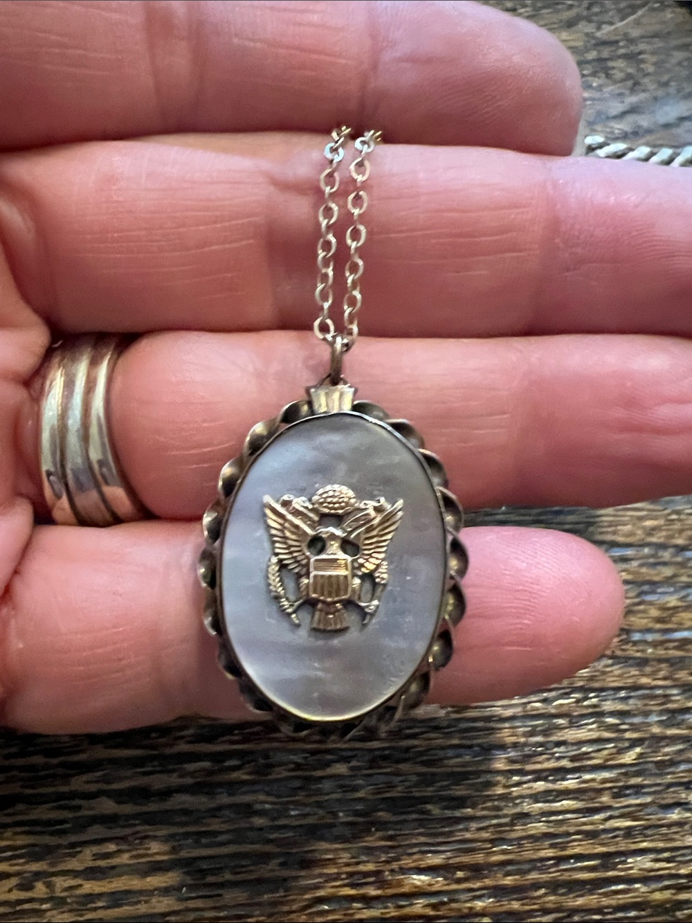 Vintage P.R. Company WW2 sweetheart gold over sterling silver locket necklace